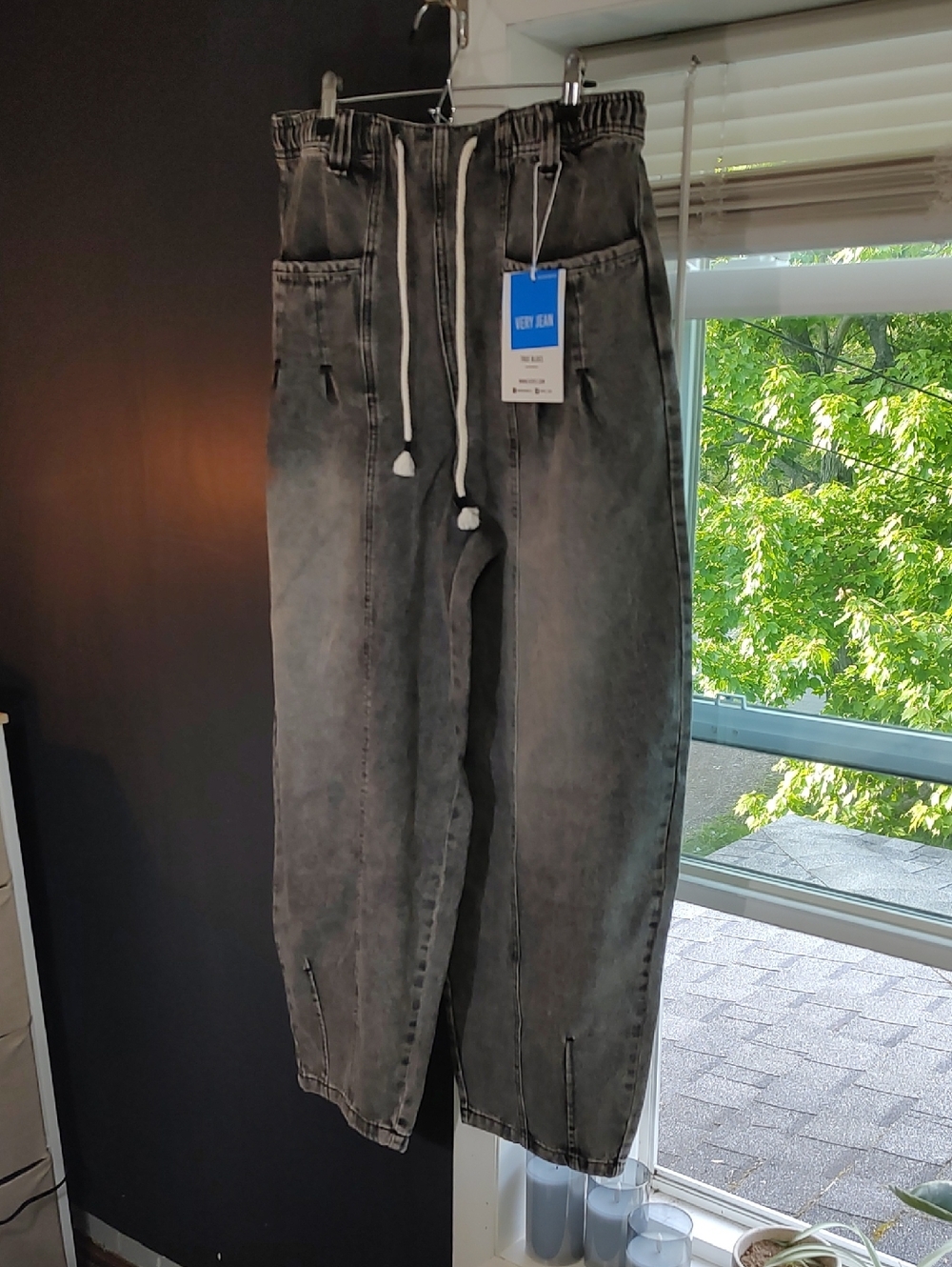 Very Jean Grey Elastic Waist Barrel Jeans